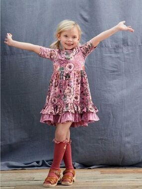 Matilda Jane Pink Floral Ruffle Hem Dress